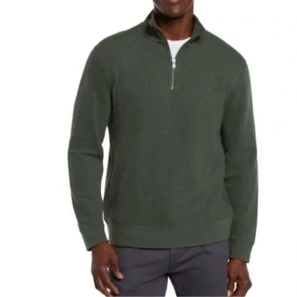 Banana Republic Men's XL Waffle Quarter Zip Pullover Green NEW